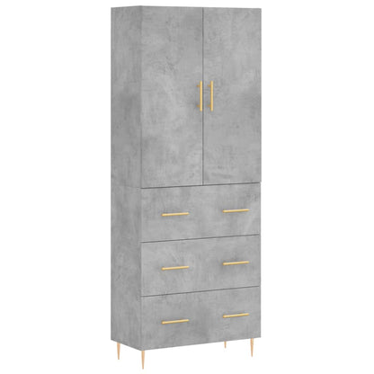 Hoge Kast 69,5X34X180 Cm Bewerkt Hout Betongrijs