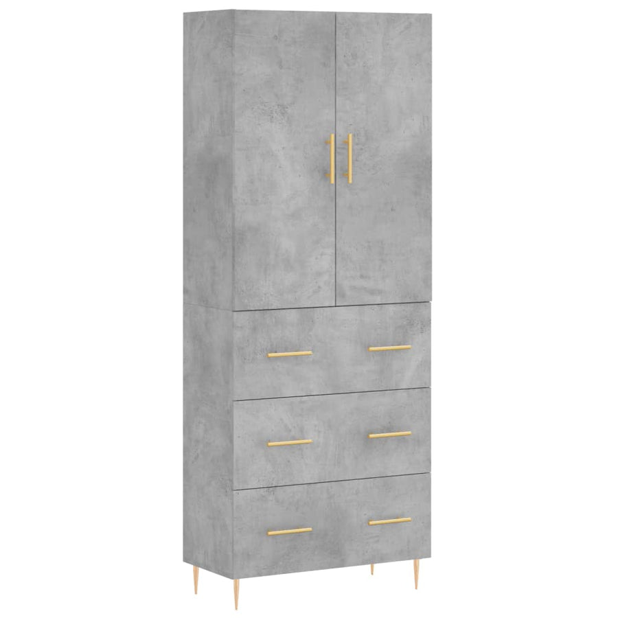 Hoge Kast 69,5X34X180 Cm Bewerkt Hout Betongrijs