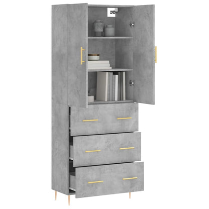 Hoge Kast 69,5X34X180 Cm Bewerkt Hout Betongrijs
