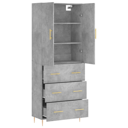 Hoge Kast 69,5X34X180 Cm Bewerkt Hout Betongrijs