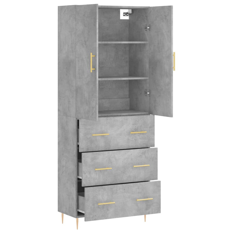 Hoge Kast 69,5X34X180 Cm Bewerkt Hout Betongrijs