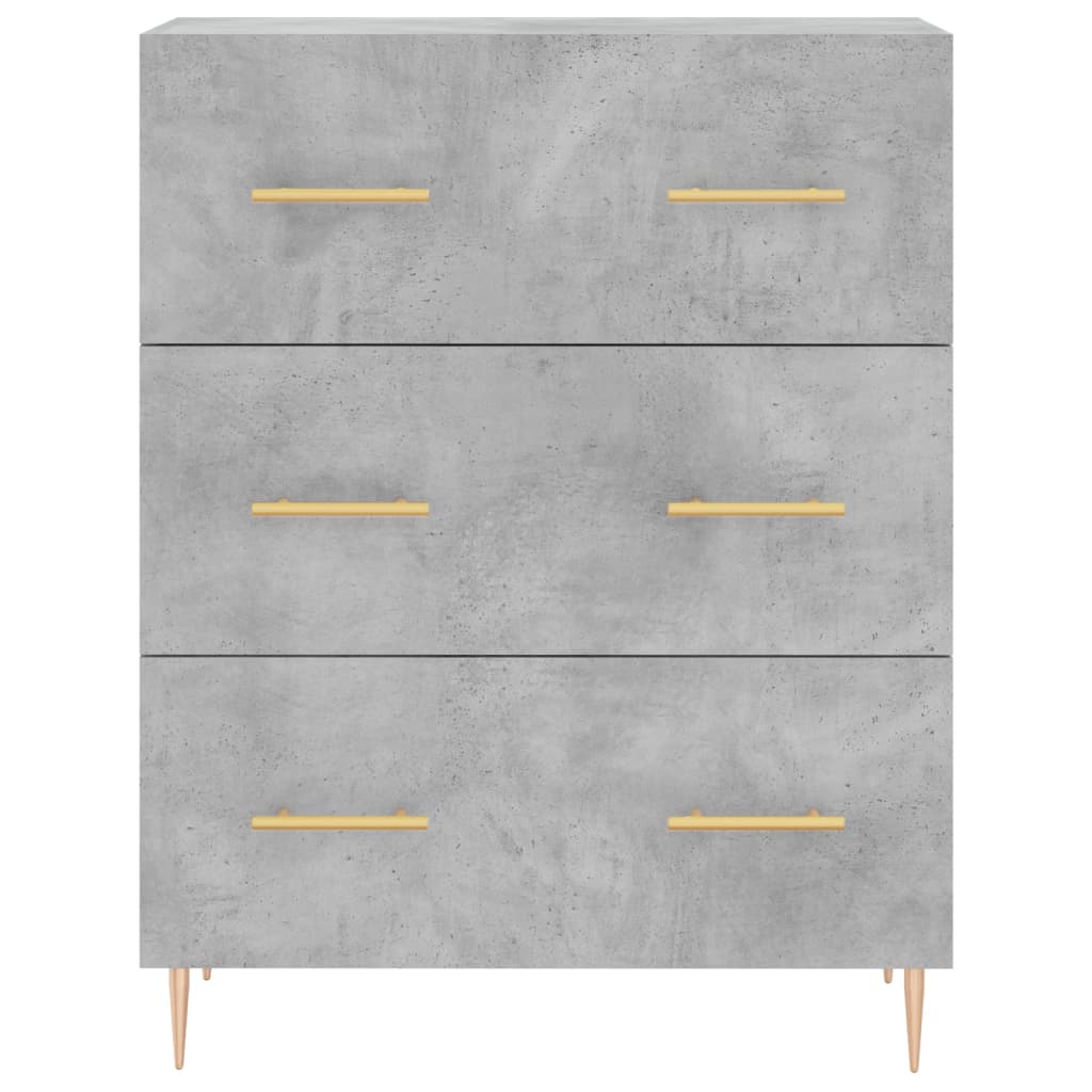 Hoge Kast 69,5X34X180 Cm Bewerkt Hout Betongrijs