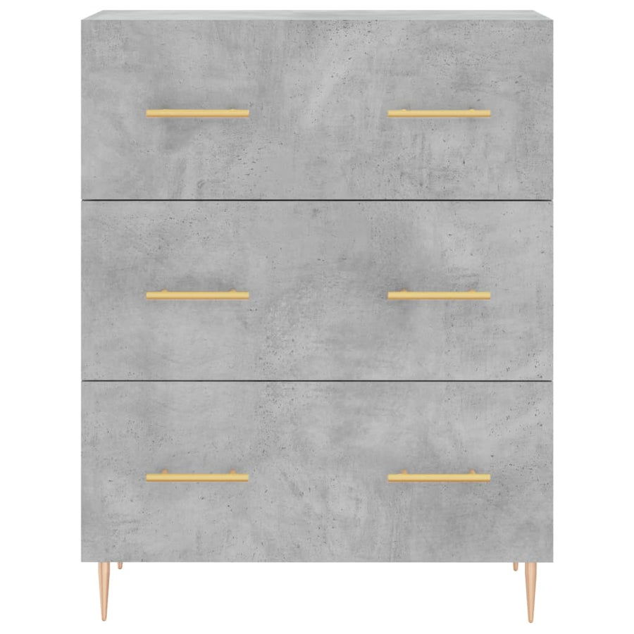 Hoge Kast 69,5X34X180 Cm Bewerkt Hout Betongrijs
