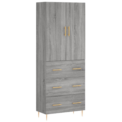 Hoge Kast 69,5X34X180 Cm Bewerkt Hout Grijs Sonoma Eikenkleurig