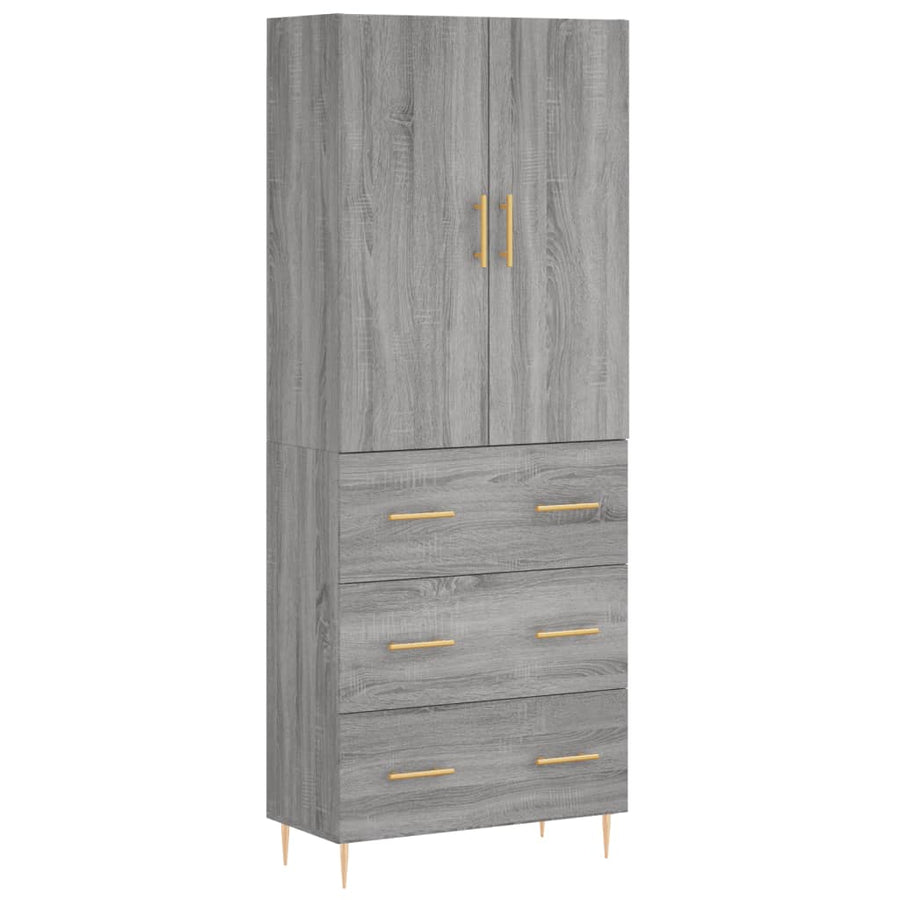 Hoge Kast 69,5X34X180 Cm Bewerkt Hout Grijs Sonoma Eikenkleurig