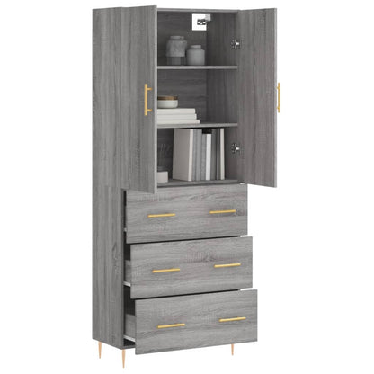 Hoge Kast 69,5X34X180 Cm Bewerkt Hout Grijs Sonoma Eikenkleurig