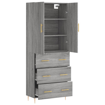 Hoge Kast 69,5X34X180 Cm Bewerkt Hout Grijs Sonoma Eikenkleurig