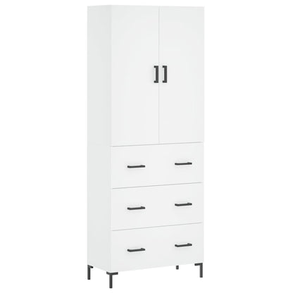 Hoge kast 69,5x34x180 cm bewerkt hout wit