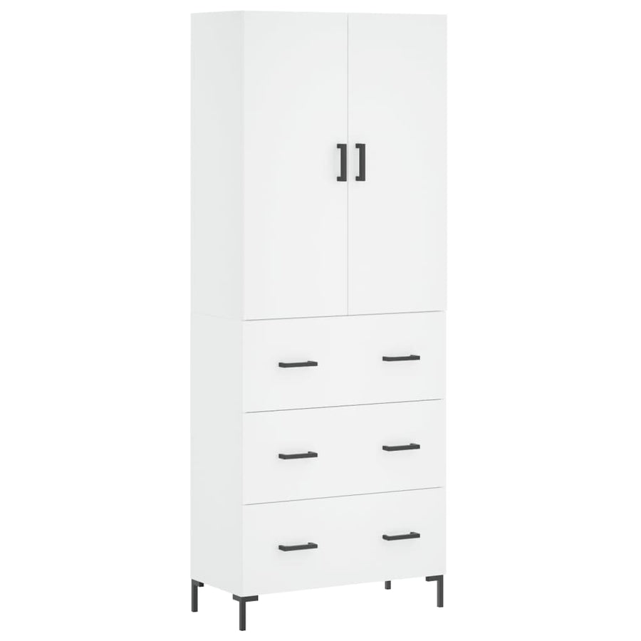 Hoge kast 69,5x34x180 cm bewerkt hout wit