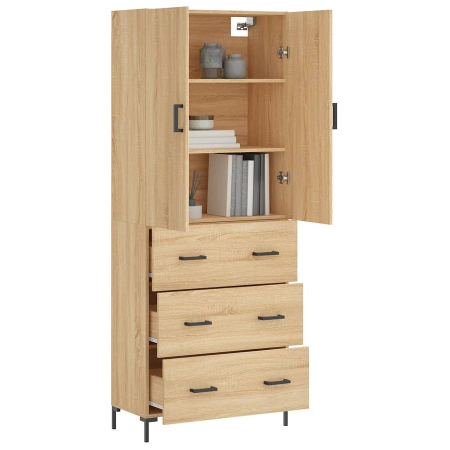 Hoge Kast 69,5X34X180 Cm Bewerkt Hout Kleurig Sonoma eiken