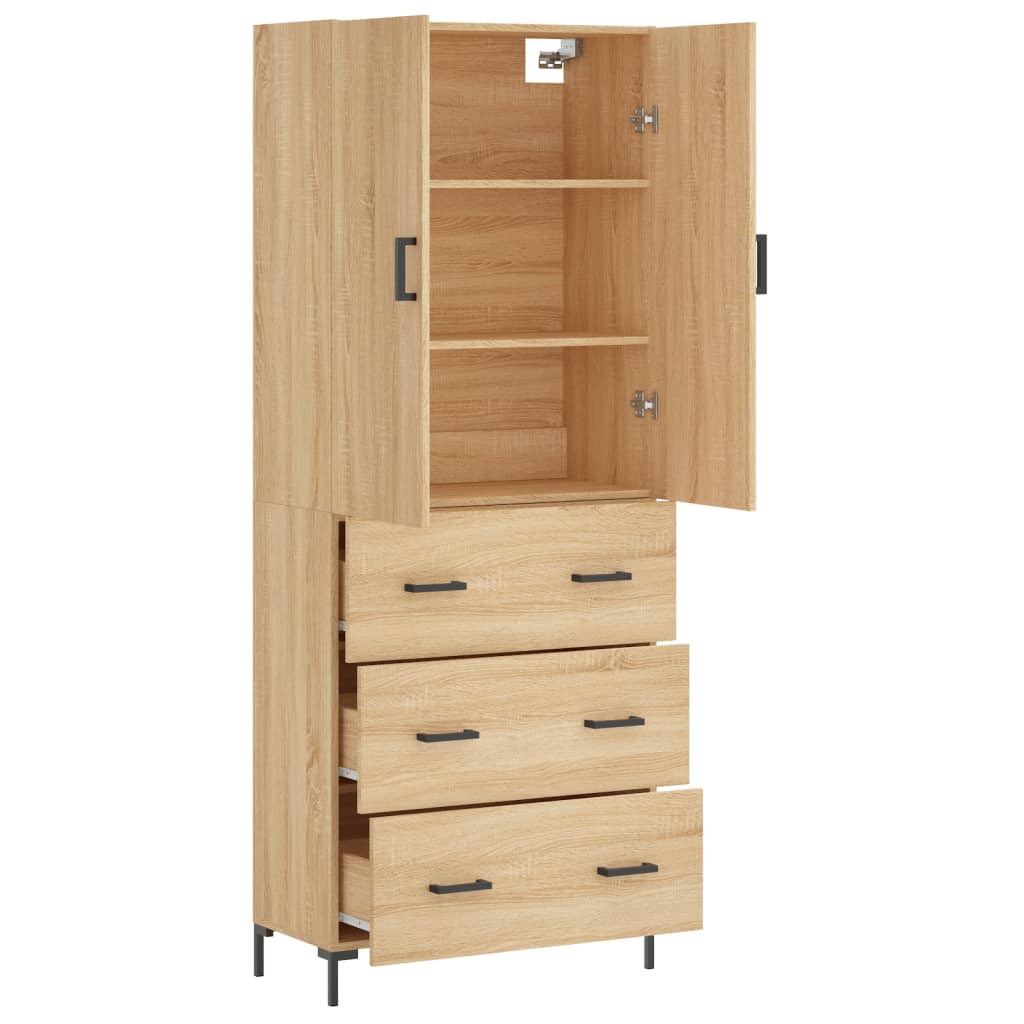 Hoge Kast 69,5X34X180 Cm Bewerkt Hout Kleurig Sonoma eiken