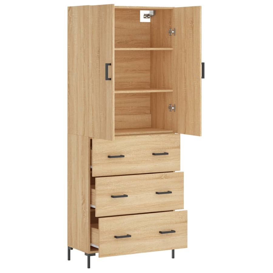 Hoge Kast 69,5X34X180 Cm Bewerkt Hout Kleurig Sonoma eiken