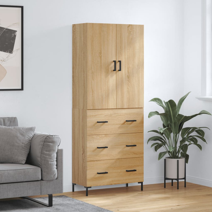 Hoge Kast 69,5X34X180 Cm Bewerkt Hout Kleurig Sonoma eiken