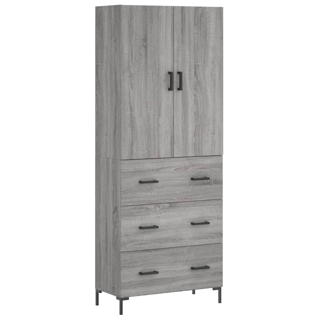 Hoge Kast 69,5X34X180 Cm Bewerkt Hout Eikenkleurig Grijs sonoma