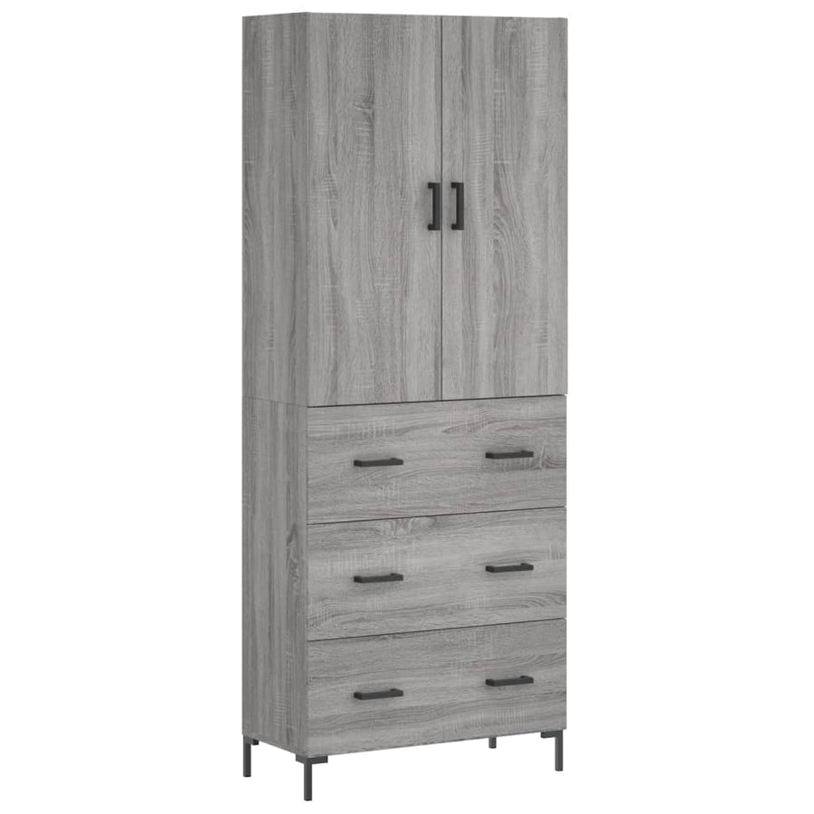 Hoge Kast 69,5X34X180 Cm Bewerkt Hout Eikenkleurig Grijs sonoma