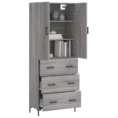 Hoge Kast 69,5X34X180 Cm Bewerkt Hout Eikenkleurig Grijs sonoma