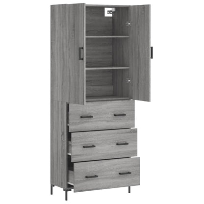 Hoge Kast 69,5X34X180 Cm Bewerkt Hout Eikenkleurig Grijs sonoma