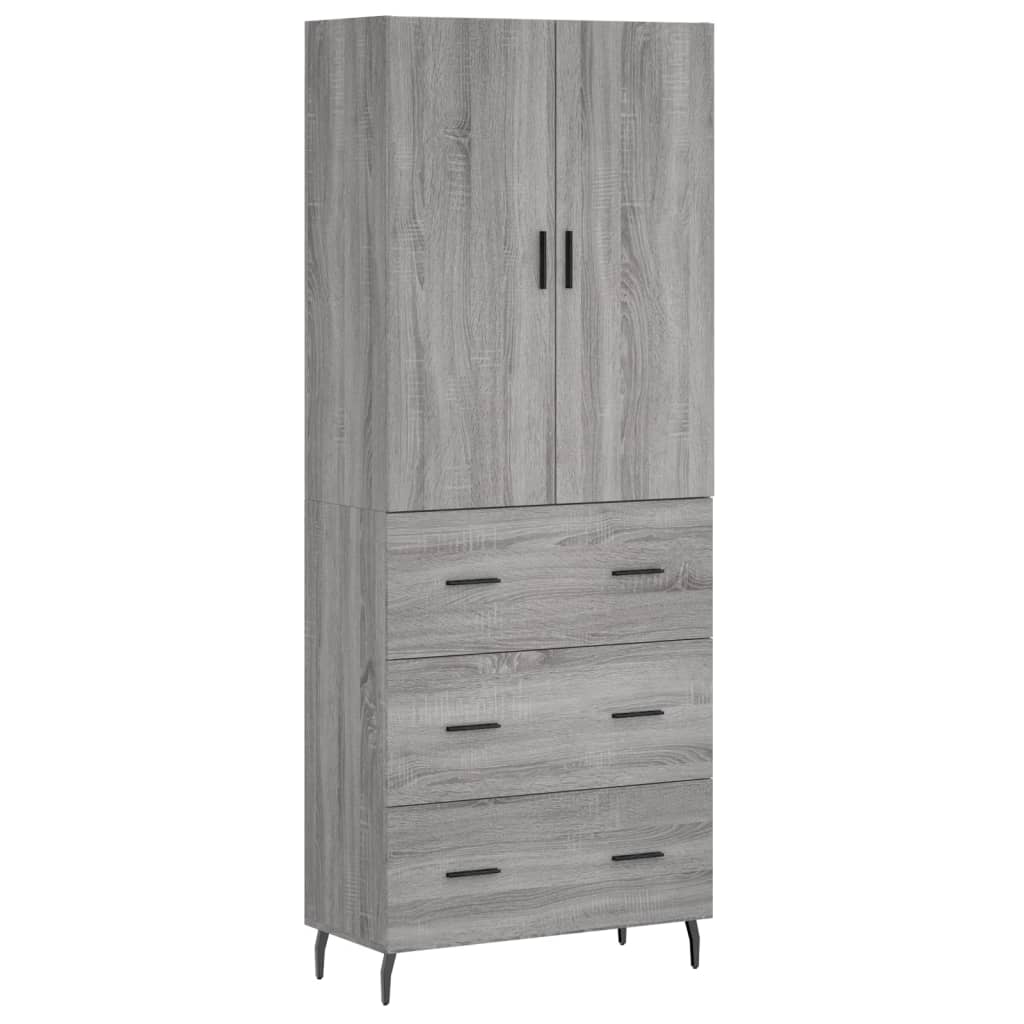 Hoge Kast 69,5X34X180 Cm Bewerkt Hout Eikenkleurig Grijs sonoma