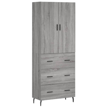 Hoge Kast 69,5X34X180 Cm Bewerkt Hout Eikenkleurig Grijs sonoma