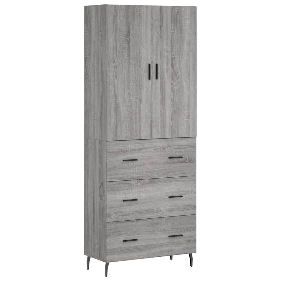 Hoge Kast 69,5X34X180 Cm Bewerkt Hout Eikenkleurig Grijs sonoma