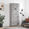 Hoge kast 69,5x34x180 cm bewerkt hout grijs sonoma eikenkleurig