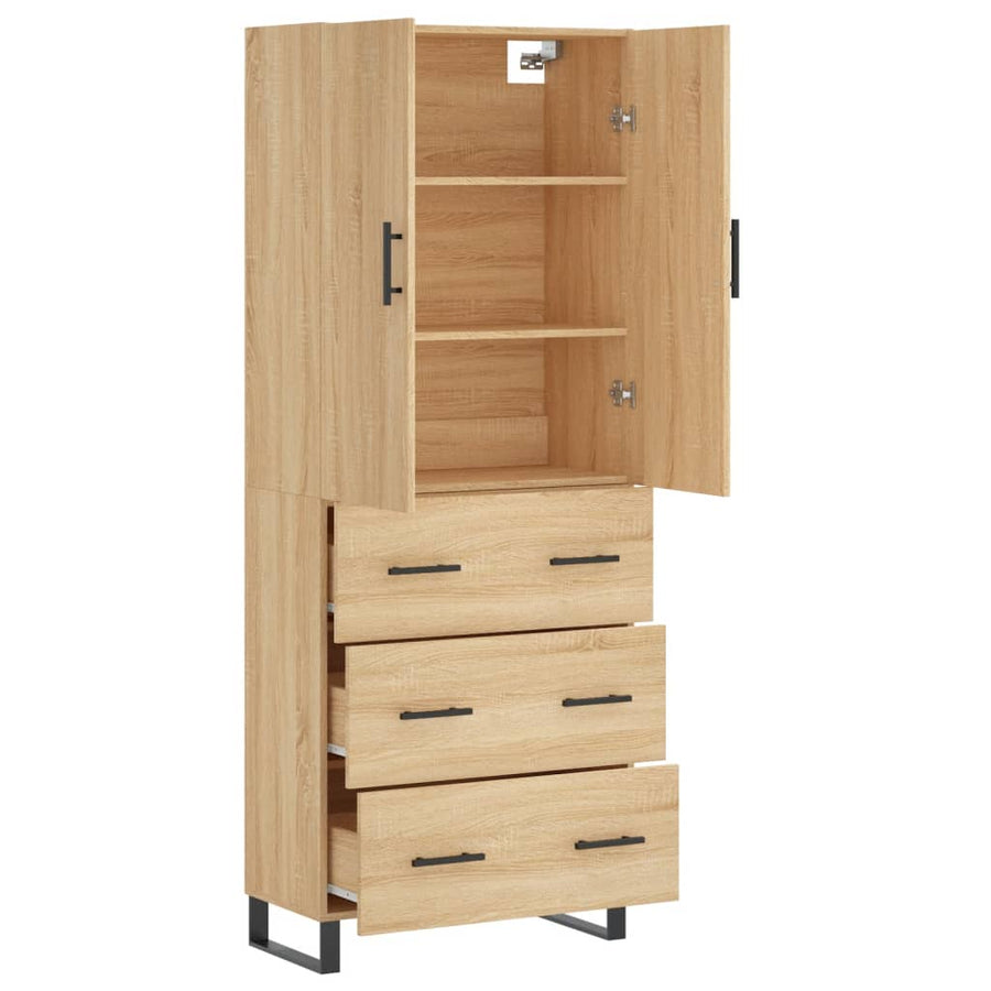 Hoge kast 69,5x34x180 cm bewerkt hout sonoma eikenkleurig