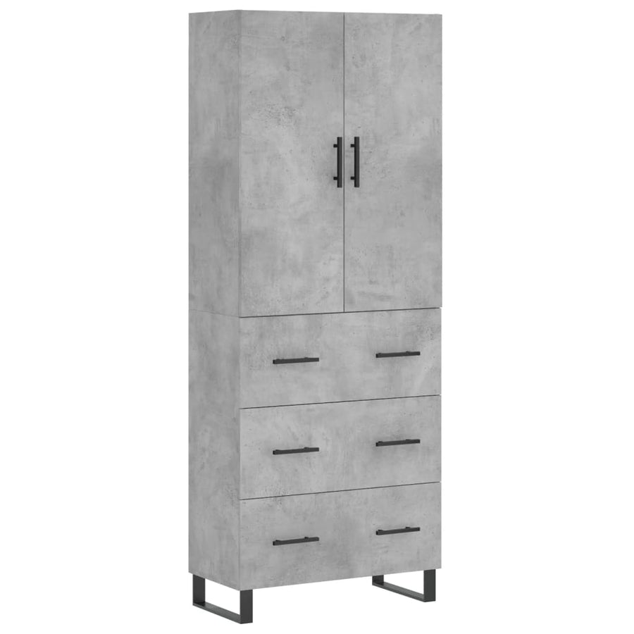 Hoge Kast 69,5X34X180 Cm Bewerkt Hout Betongrijs