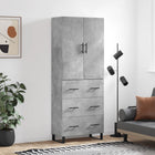 Hoge kast 69,5x34x180 cm bewerkt hout betongrijs