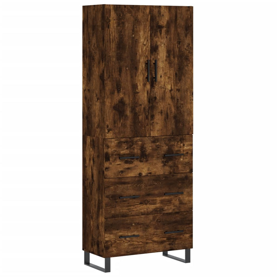 Hoge kast 69,5x34x180 cm bewerkt hout gerookt eikenkleurig