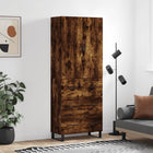 Hoge kast 69,5x34x180 cm bewerkt hout gerookt eiken