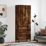 Hoge kast 69,5x34x180 cm bewerkt hout gerookt eiken
