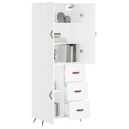 Hoge Kast 69,5X34X180 Cm Bewerkt Hout Wit