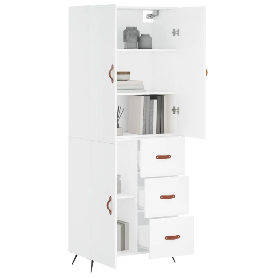 Hoge Kast 69,5X34X180 Cm Bewerkt Hout Wit