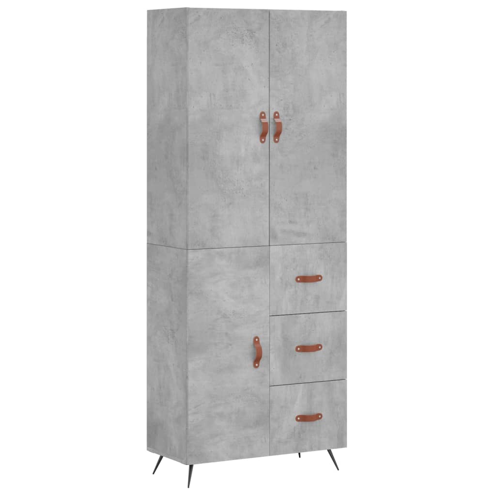 Hoge Kast 69,5X34X180 Cm Bewerkt Hout Betongrijs