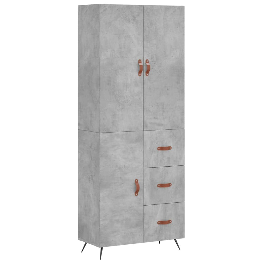 Hoge Kast 69,5X34X180 Cm Bewerkt Hout Betongrijs