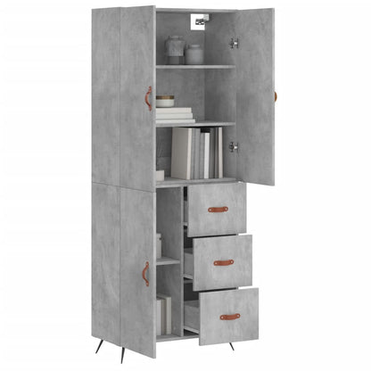 Hoge Kast 69,5X34X180 Cm Bewerkt Hout Betongrijs