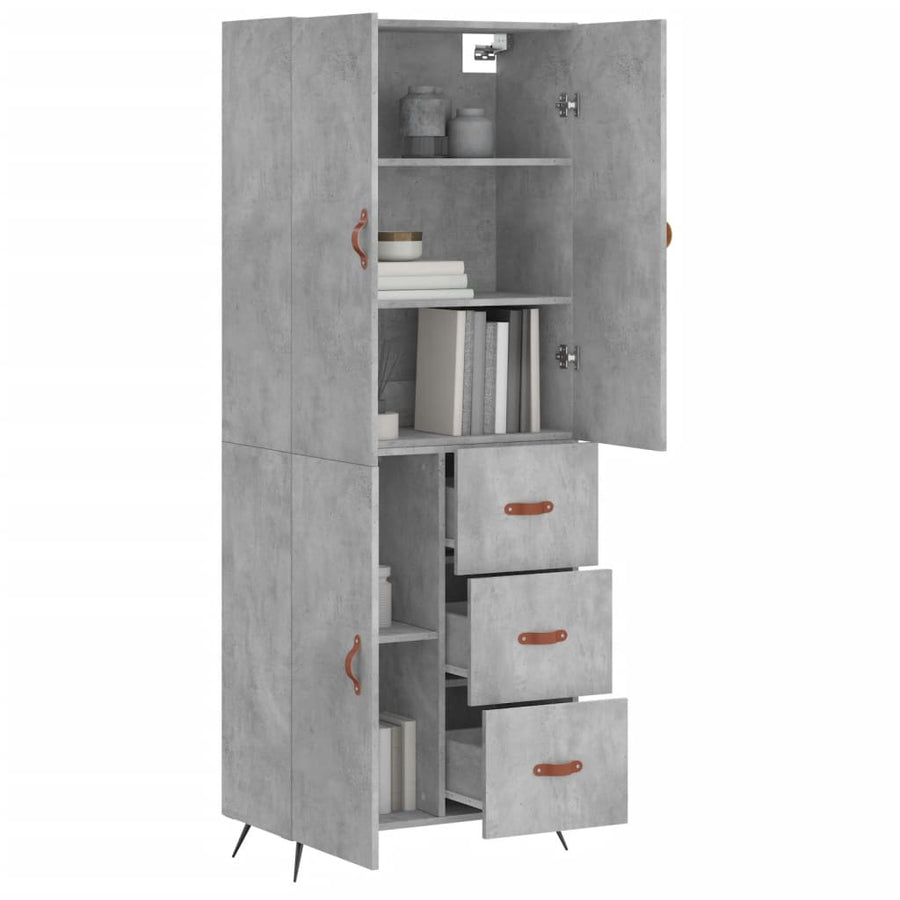 Hoge Kast 69,5X34X180 Cm Bewerkt Hout Betongrijs