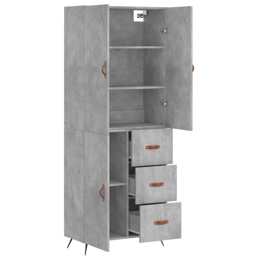 Hoge Kast 69,5X34X180 Cm Bewerkt Hout Betongrijs