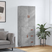 Hoge kast 69,5x34x180 cm bewerkt hout betongrijs
