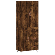 Hoge kast 69,5x34x180 cm bewerkt hout gerookt eikenkleurig
