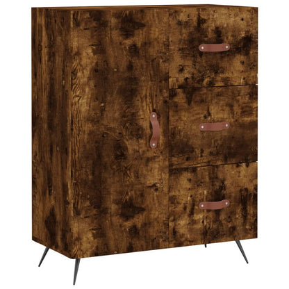 Hoge kast 69,5x34x180 cm bewerkt hout gerookt eikenkleurig