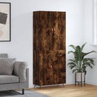 Hoge kast 69,5x34x180 cm bewerkt hout gerookt eiken