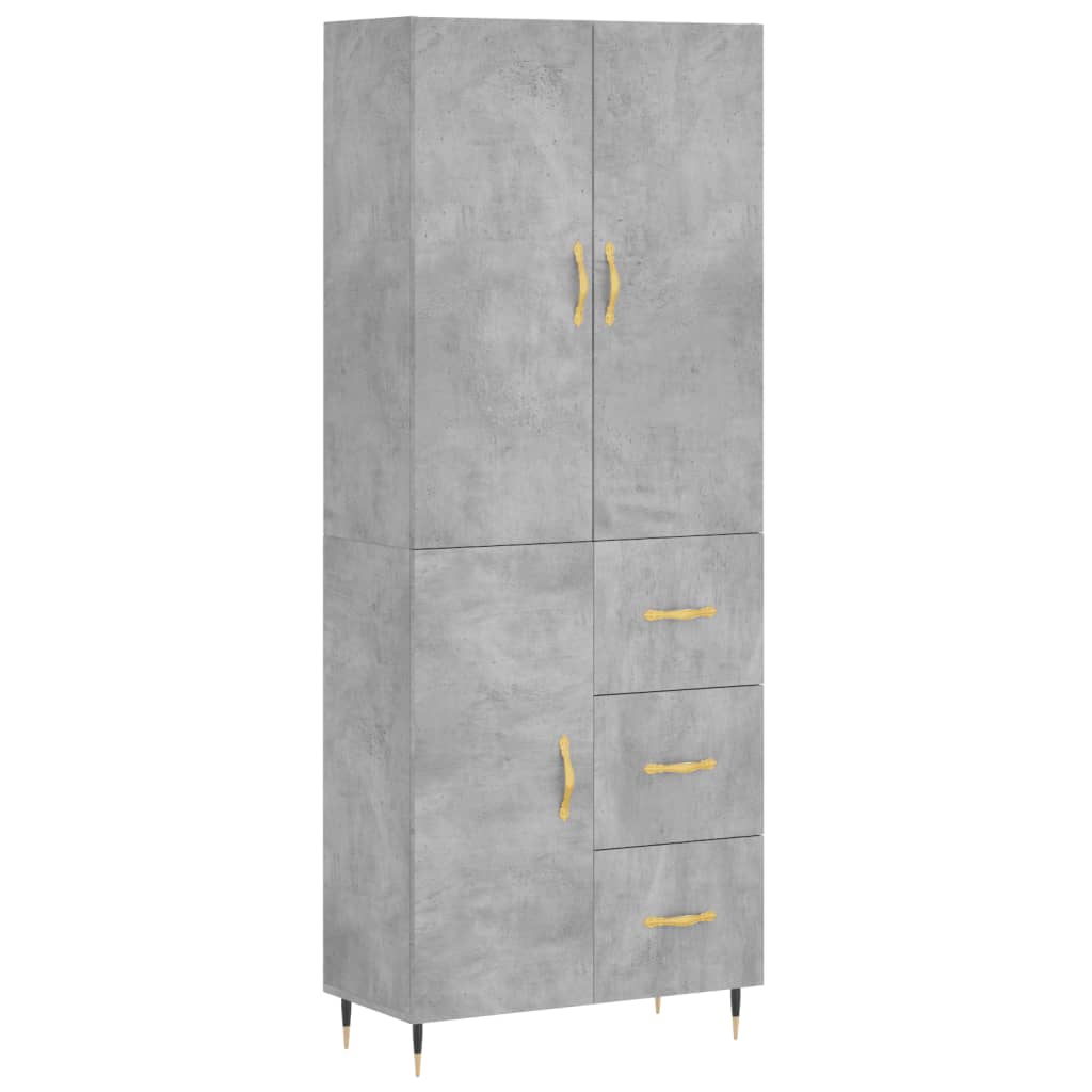 Hoge Kast 69,5X34X180 Cm Bewerkt Hout Betongrijs