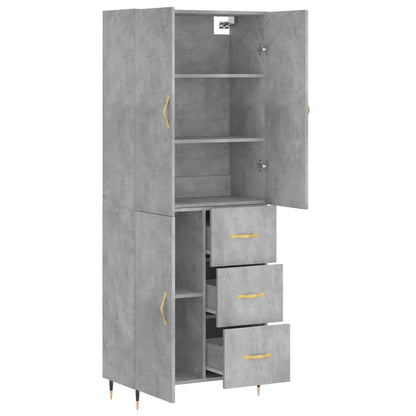 Hoge Kast 69,5X34X180 Cm Bewerkt Hout Betongrijs