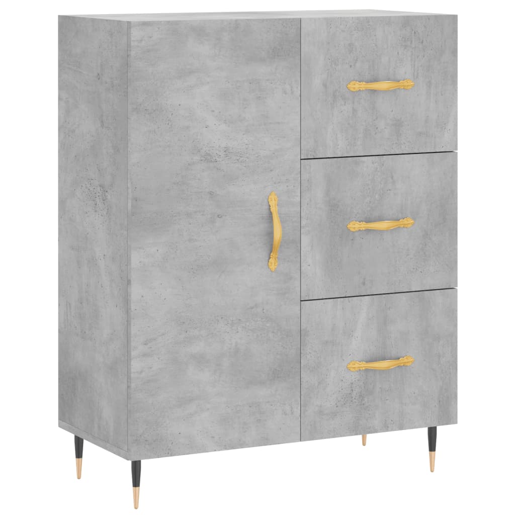 Hoge Kast 69,5X34X180 Cm Bewerkt Hout Betongrijs