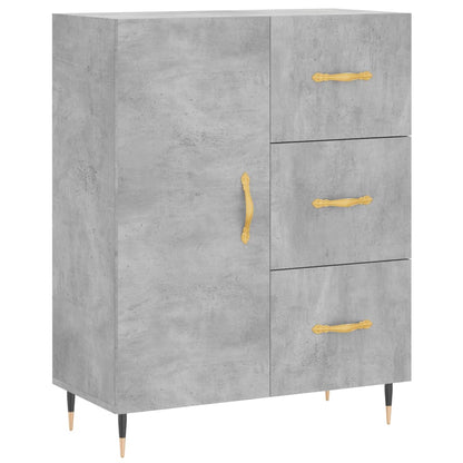 Hoge Kast 69,5X34X180 Cm Bewerkt Hout Betongrijs