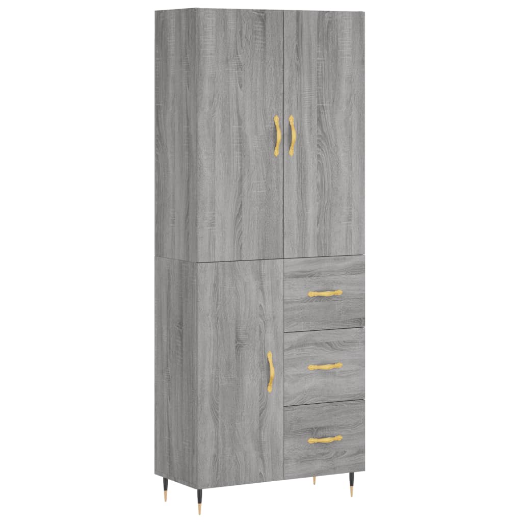 Hoge Kast 69,5X34X180 Cm Bewerkt Hout Grijs Sonoma Eikenkleurig