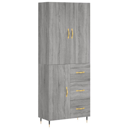 Hoge Kast 69,5X34X180 Cm Bewerkt Hout Grijs Sonoma Eikenkleurig