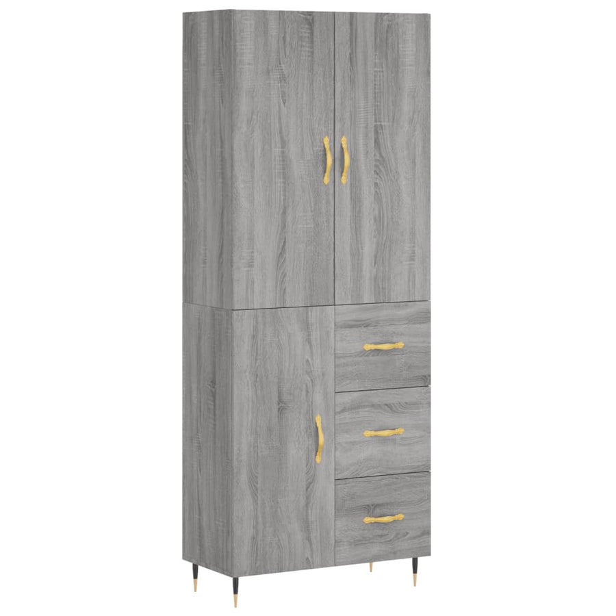 Hoge Kast 69,5X34X180 Cm Bewerkt Hout Grijs Sonoma Eikenkleurig