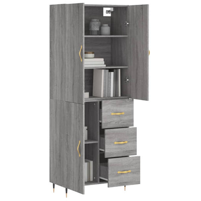 Hoge Kast 69,5X34X180 Cm Bewerkt Hout Grijs Sonoma Eikenkleurig